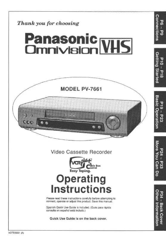 Mode d'emploi PANASONIC PV-7661