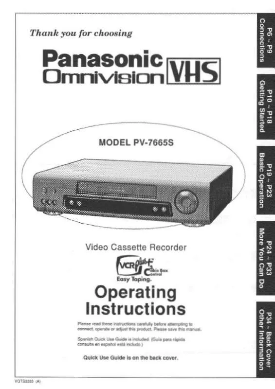 Mode d'emploi PANASONIC PV-7665S