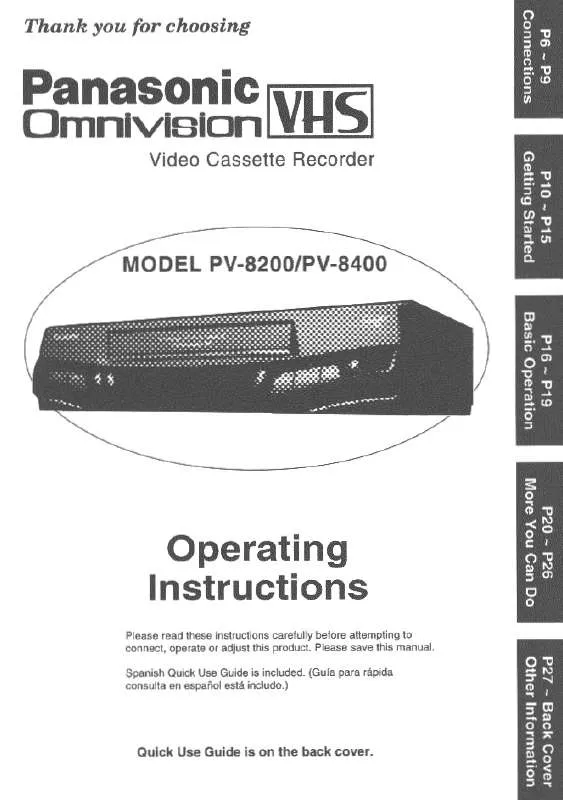 Mode d'emploi PANASONIC PV-8400