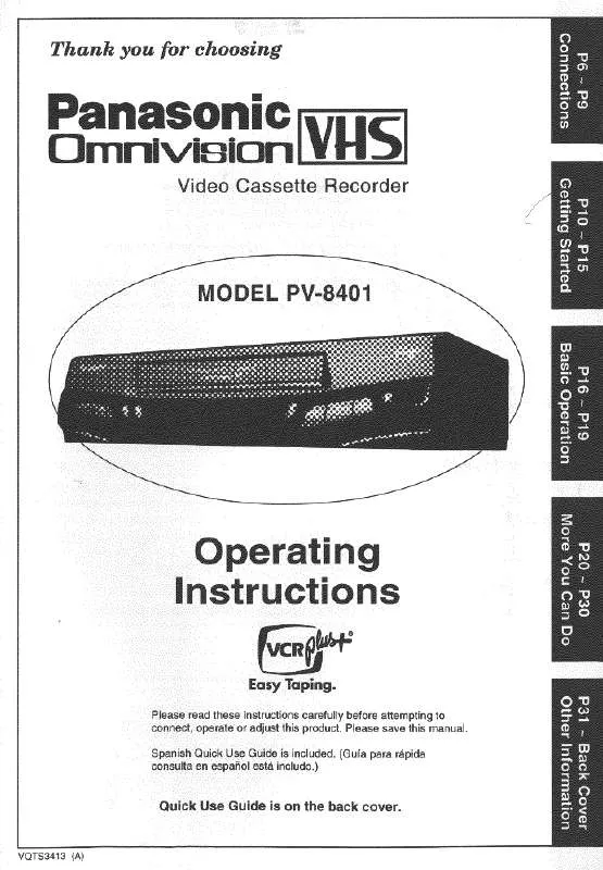 Mode d'emploi PANASONIC PV-8401