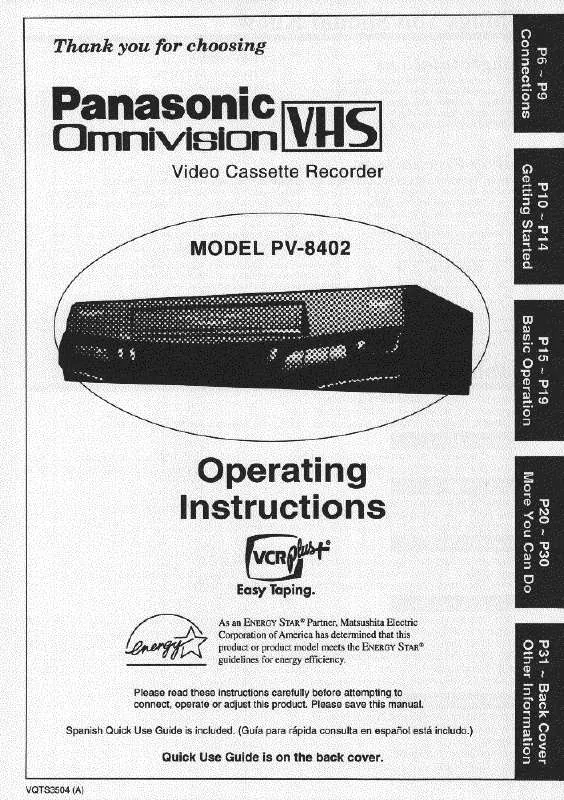 Mode d'emploi PANASONIC PV-8402