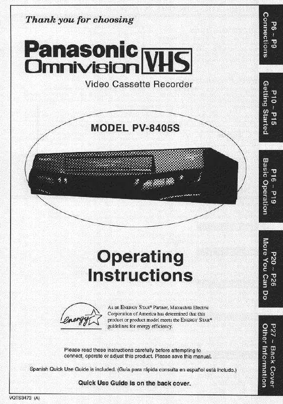 Mode d'emploi PANASONIC PV-8405S