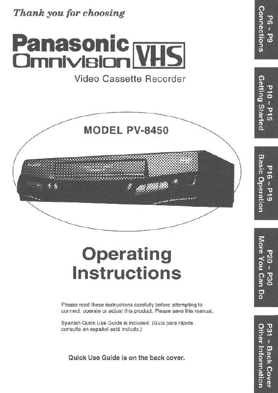 Mode d'emploi PANASONIC PV-8450