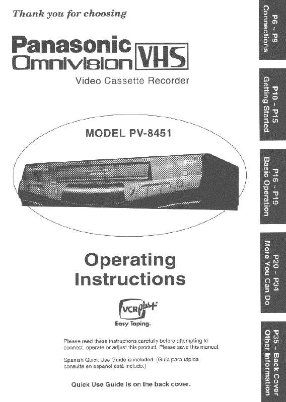 Mode d'emploi PANASONIC PV-8451