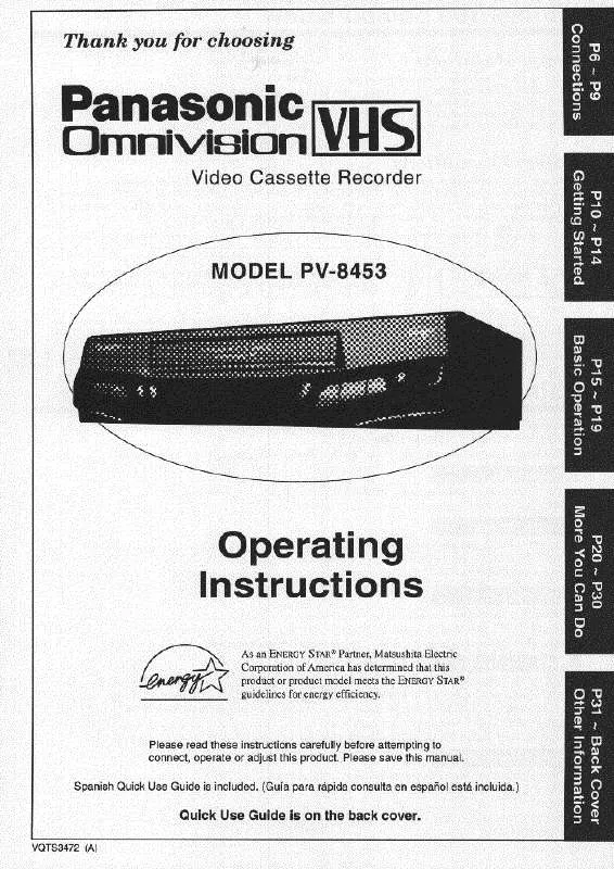 Mode d'emploi PANASONIC PV-8453