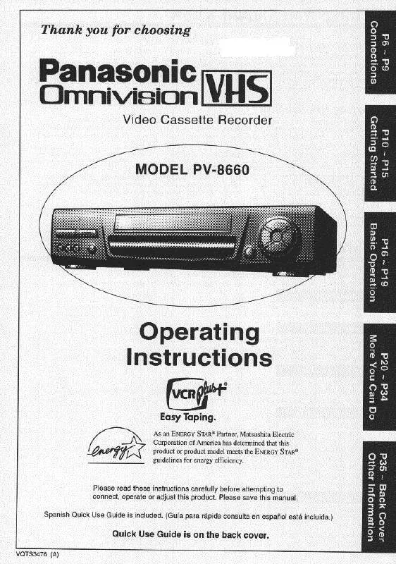 Mode d'emploi PANASONIC PV-8660