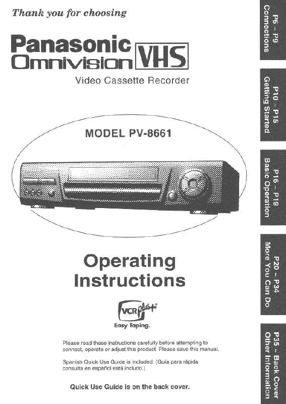 Mode d'emploi PANASONIC PV-8661