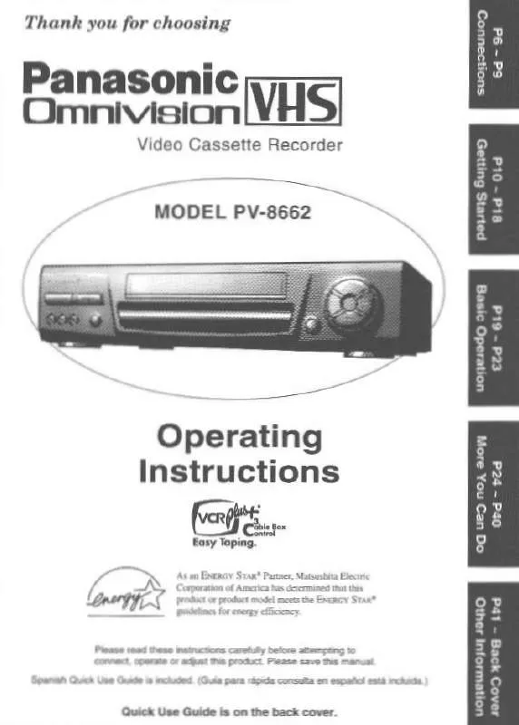 Mode d'emploi PANASONIC PV-8662