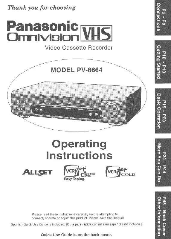 Mode d'emploi PANASONIC PV-8664