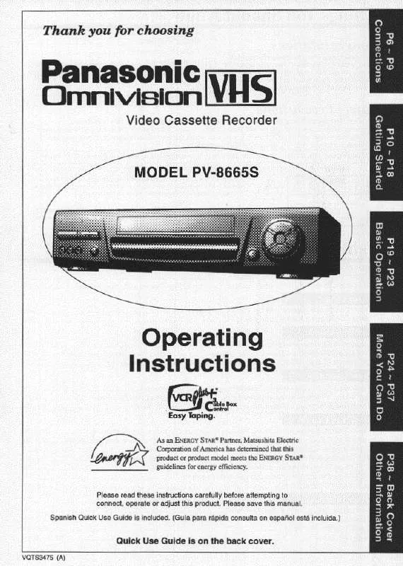 Mode d'emploi PANASONIC PV-8665S