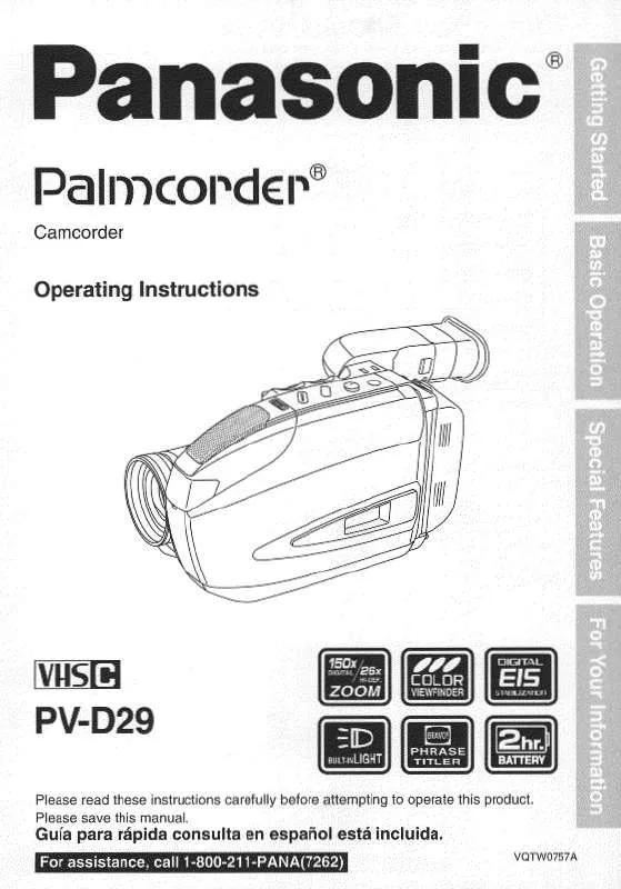 Mode d'emploi PANASONIC PV-D29D