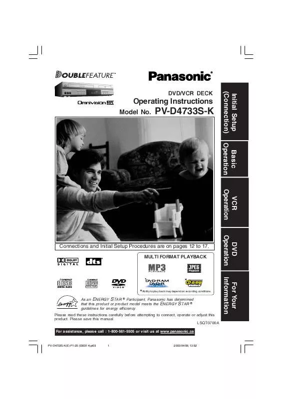 Mode d'emploi PANASONIC PV-D4733SK