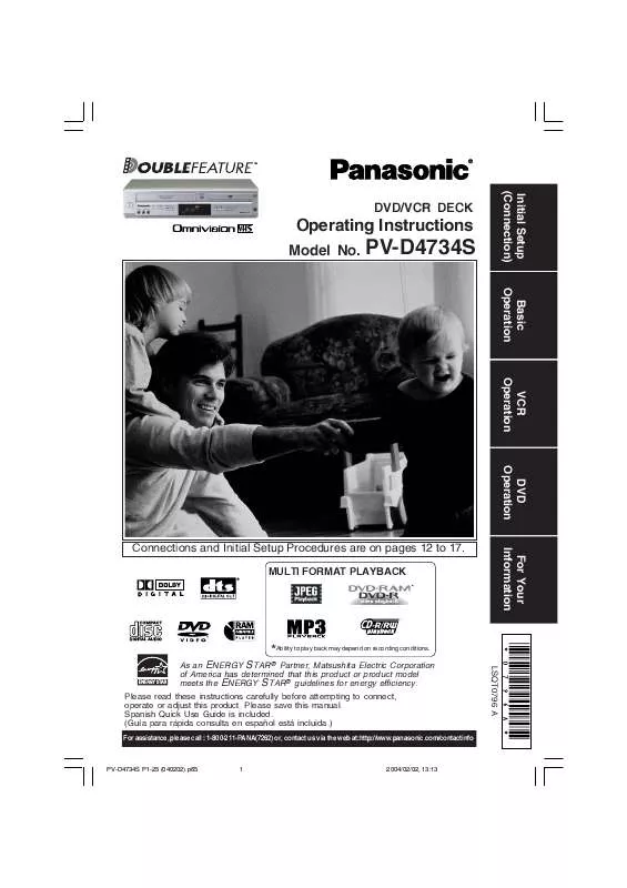 Mode d'emploi PANASONIC PV-D4734S