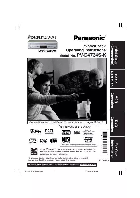 Mode d'emploi PANASONIC PV-D4734SK