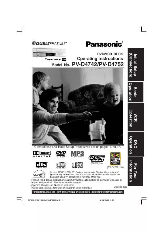 Mode d'emploi PANASONIC PV-D4742