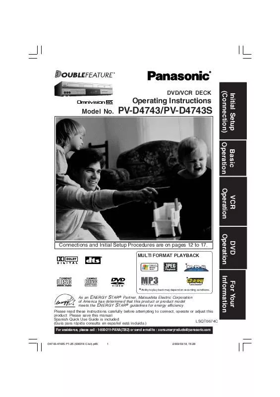 Mode d'emploi PANASONIC PV-D4743S