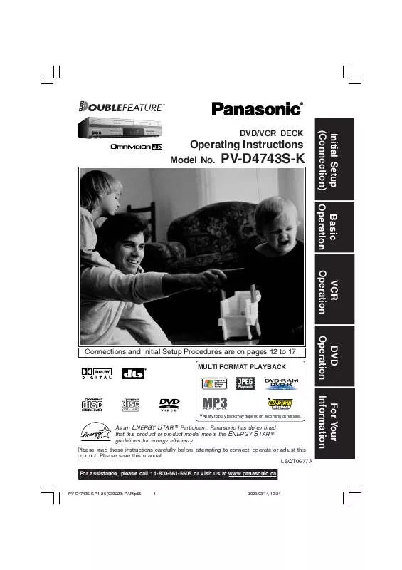 Mode d'emploi PANASONIC PV-D4743SK