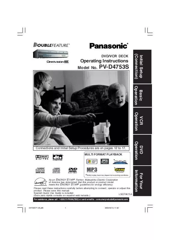 Mode d'emploi PANASONIC PV-D4753S