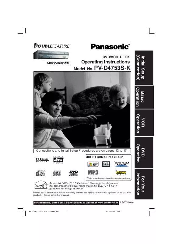 Mode d'emploi PANASONIC PV-D4753SK