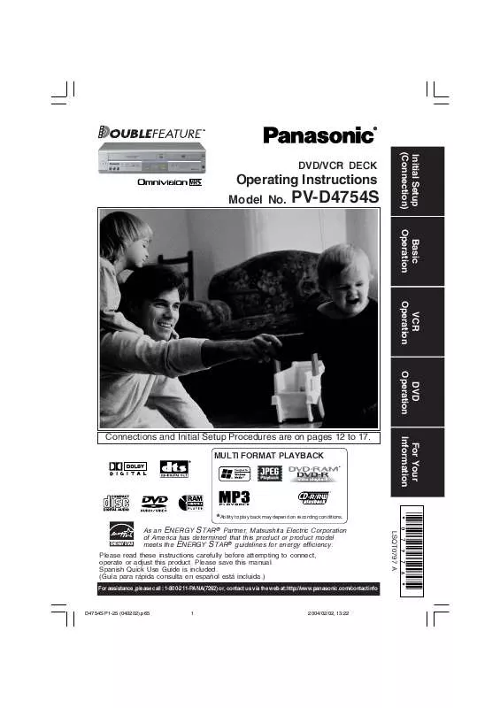 Mode d'emploi PANASONIC PV-D4754S