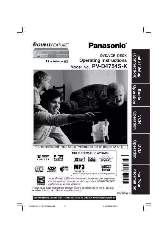 Mode d'emploi PANASONIC PV-D4754SK