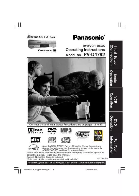 Mode d'emploi PANASONIC PV-D4762