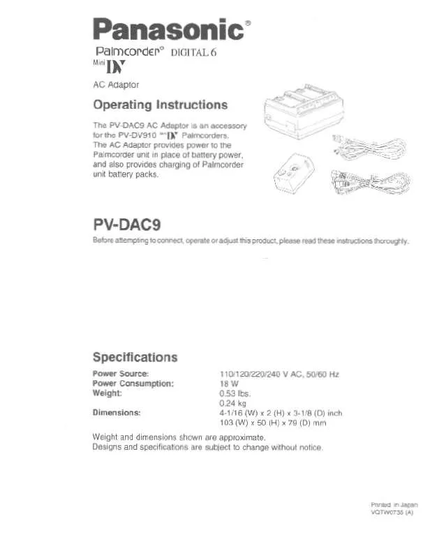 Mode d'emploi PANASONIC PV-DAC9