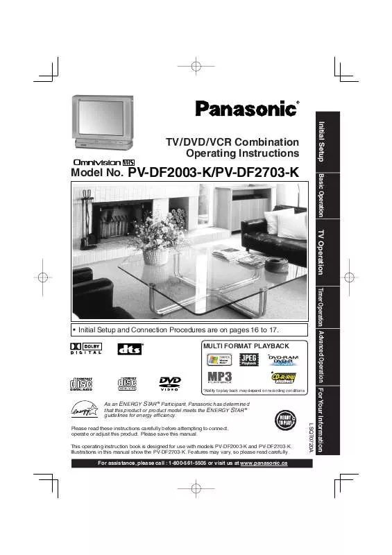 Mode d'emploi PANASONIC PV-DF2003K