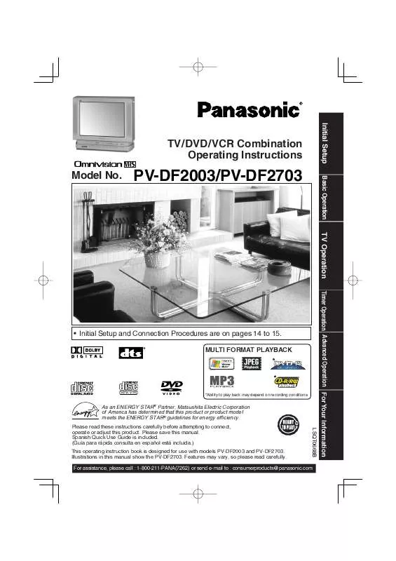 Mode d'emploi PANASONIC PV-DF2703