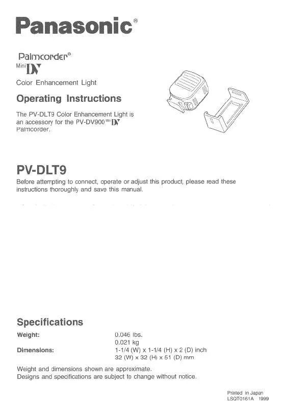 Mode d'emploi PANASONIC PV-DLT9