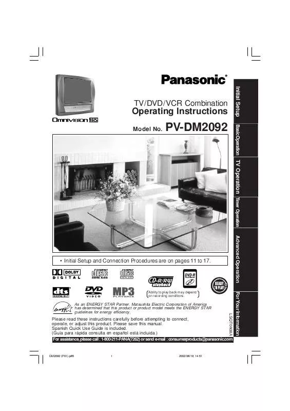 Mode d'emploi PANASONIC PV-DM2092