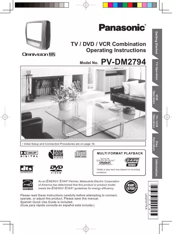 Mode d'emploi PANASONIC PV-DM2794