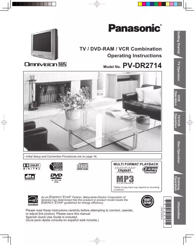 Mode d'emploi PANASONIC PV-DR2714