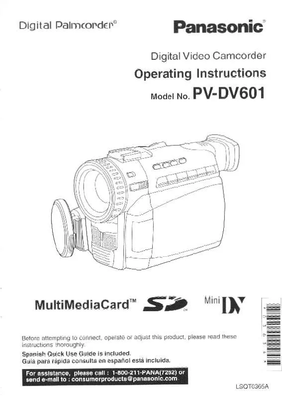 Mode d'emploi PANASONIC PV-DV601