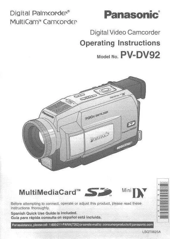 Mode d'emploi PANASONIC PV-DV92