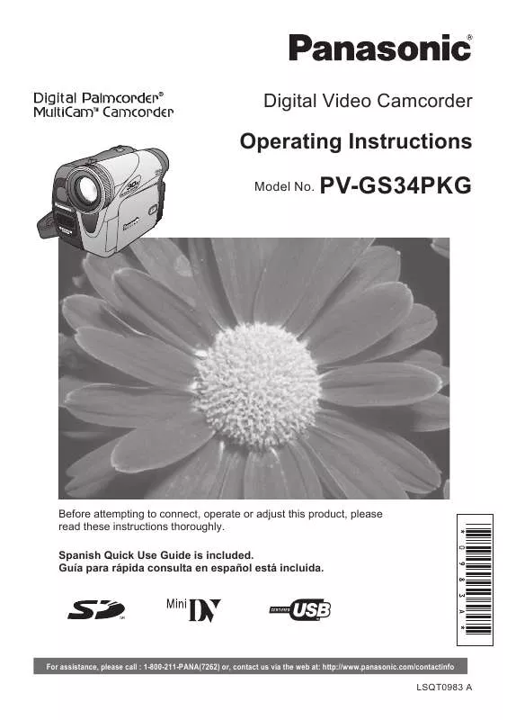 Mode d'emploi PANASONIC PV-GS34PKG