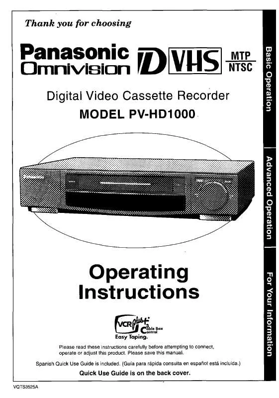 Mode d'emploi PANASONIC PV-HD1000