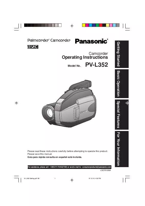 Mode d'emploi PANASONIC PV-L352