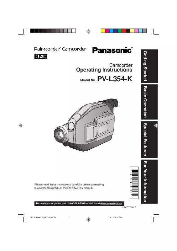 Mode d'emploi PANASONIC PV-L354K