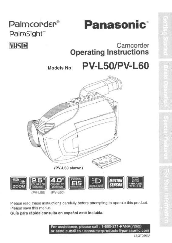 Mode d'emploi PANASONIC PV-L50