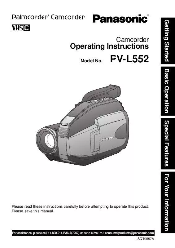 Mode d'emploi PANASONIC PV-L552