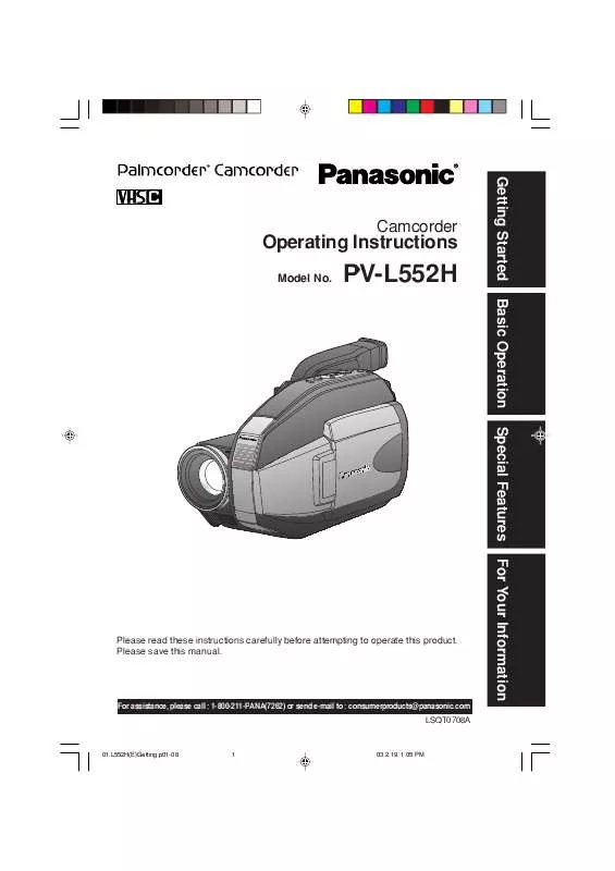 Mode d'emploi PANASONIC PV-L552H