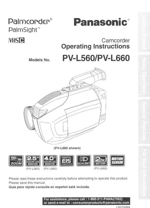 Mode d'emploi PANASONIC PV-L560