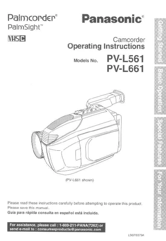 Mode d'emploi PANASONIC PV-L561