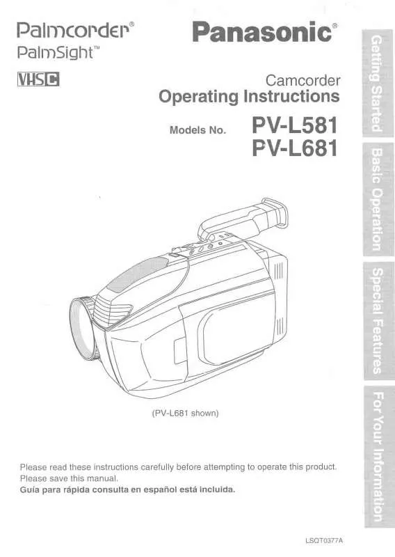 Mode d'emploi PANASONIC PV-L581