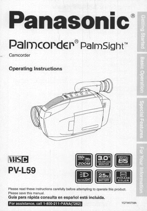 Mode d'emploi PANASONIC PV-L59