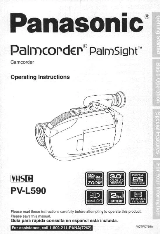 Mode d'emploi PANASONIC PV-L590