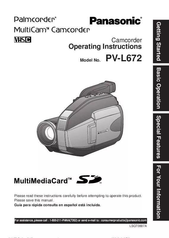 Mode d'emploi PANASONIC PV-L672