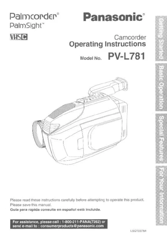 Mode d'emploi PANASONIC PV-L781