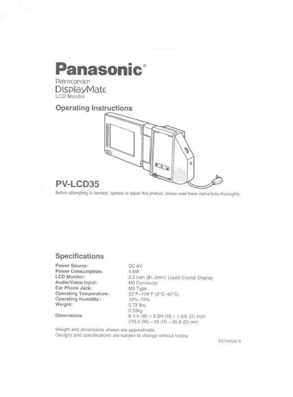 Mode d'emploi PANASONIC PV-LCD35